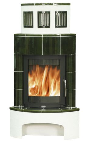 Печь-камин ABX Normandie (угловая), зеленая в Иркутске
